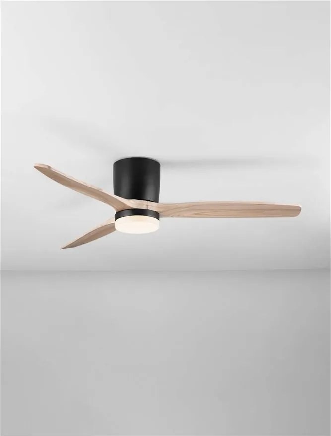 Lustra LED cu Ventilator si telecomanda ALOA negru/natural wood