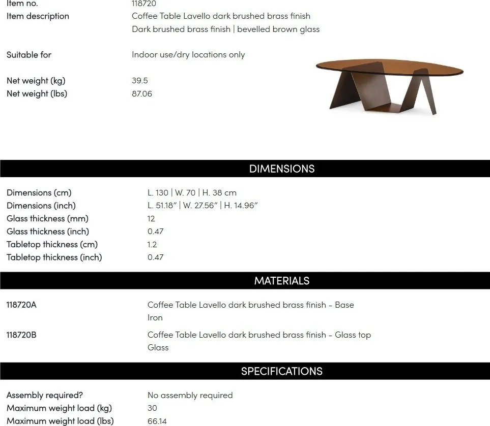 Masuta de cafea design LUX Lavello