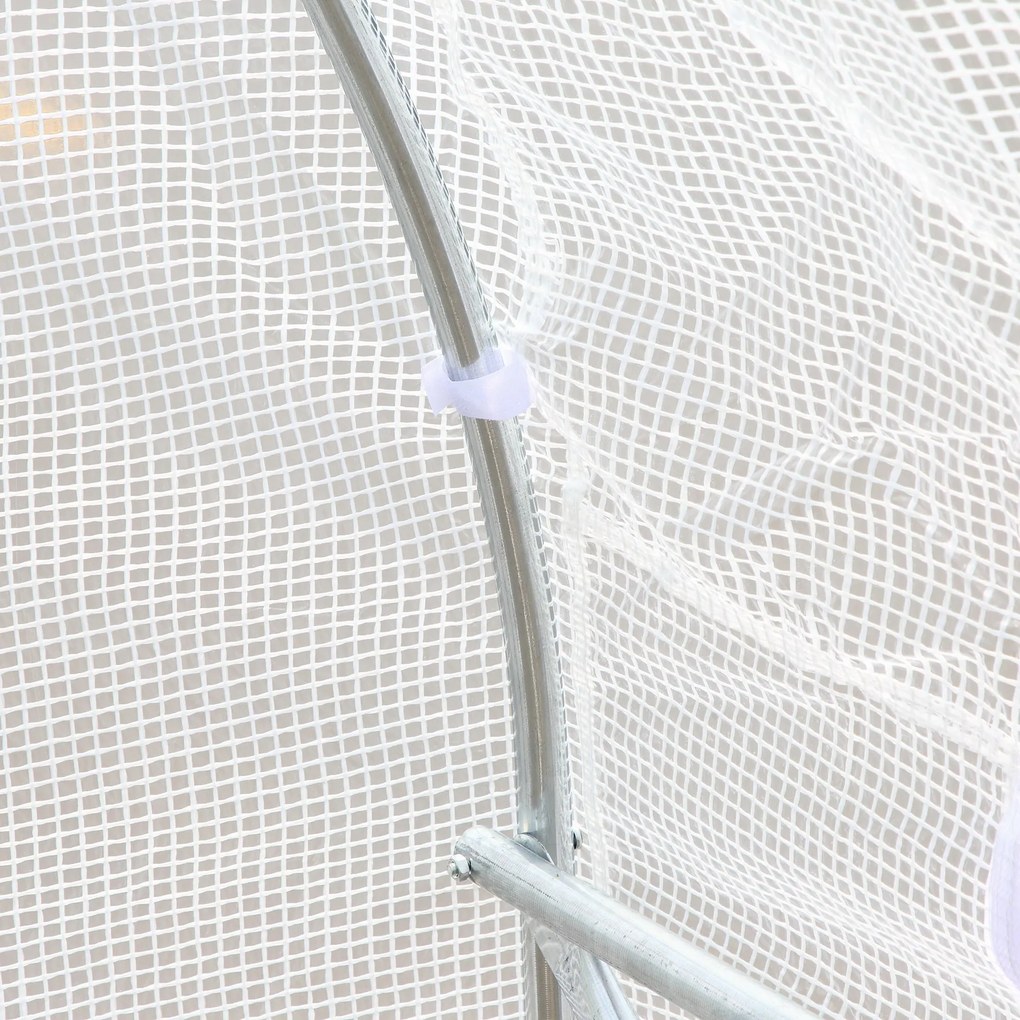 Outsunny Seră pentru Exterior Seră tunel 6x3x2 m Seră de Grădină Mare cu 12 Ferestre și Ușă Rulou cu Fermoar Cadru Metalic pentru Cultivare Plante Alb | Aosom Romania