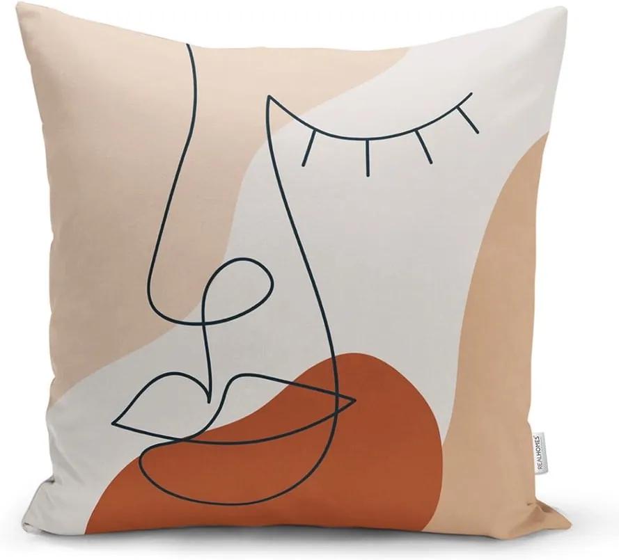 Față de pernă Minimalist Cushion Covers Drawing Face Pastel, 45 x 45 cm