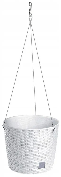 Ghiveci decorativ cu lant, Prosperplast, Rato Round, rotund, alb, 25.6x21.9 cm