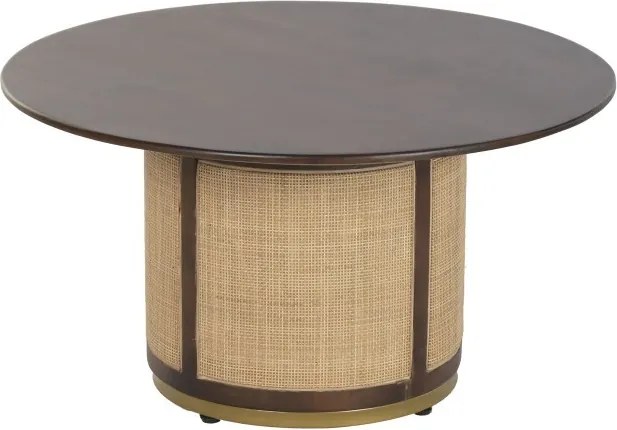 Masuta de cafea din lemn de mango si fibre naturale, 85X85X47 cm, "Rotto".