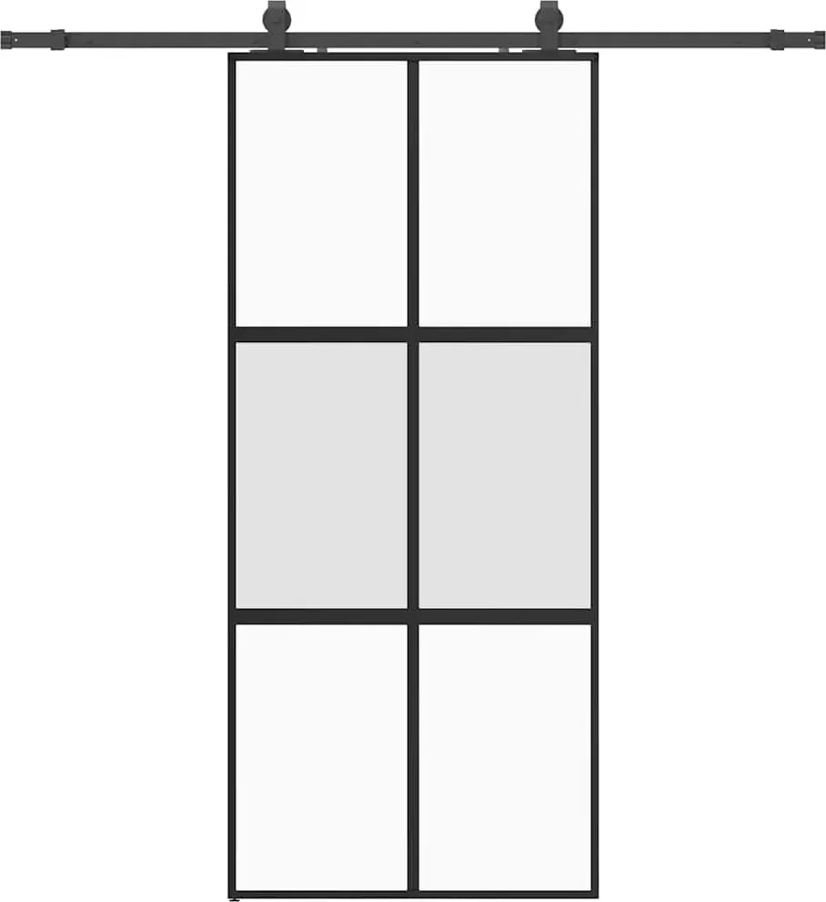 vidaXL Ușă glisantă cu set feronerie neagră 90x205cm sticlă securizată