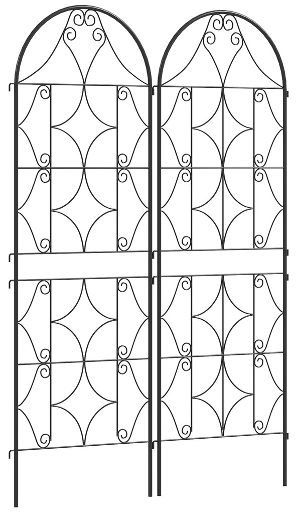 Outsunny Suport pentru plante cățărătoare cu model lot de 2 treic de grădină pentru vițe flori legume metal 50 x 150 cm negru | Aosom Romania