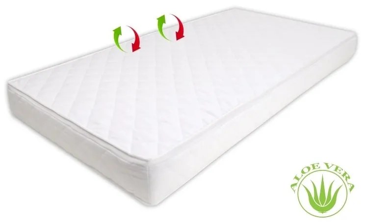 Saltea, MyKids, Aloe Vera II, Cocos si burete, Cu husa detasabila, Din bumbac cu aloe vera, 120x60x10 cm, Alb