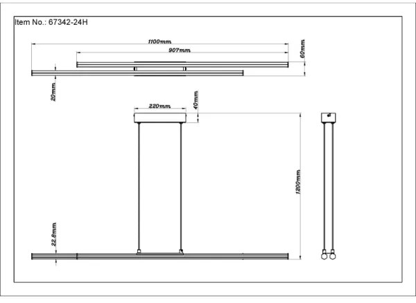 Lustră LED pe cablu Globo 67342-24H KIRINA LED/24W/230V 3000K negru