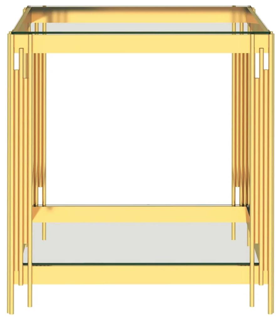 Masa de cafea, auriu, 55x55x55 cm, otel inoxidabil  sticla 1, Auriu