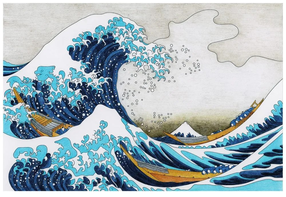 Tapet autoadeziv reproducere Marele val din Kanagawa - Katsushika Hokusai
