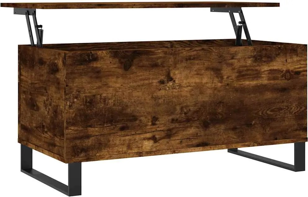 vidaXL Măsuță de cafea, stejar fumuriu, 90x44,5x45 cm, lemn compozit