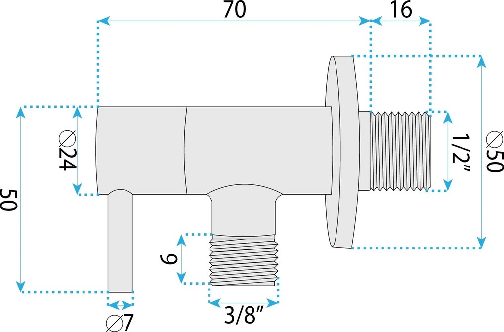 Robinet colțar 1/2" x 3/8" Black