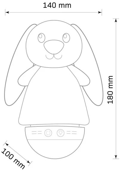 Lampă de noapte LED RGB pentru copii cu melodie, 3xAAA/5V, model iepuraș