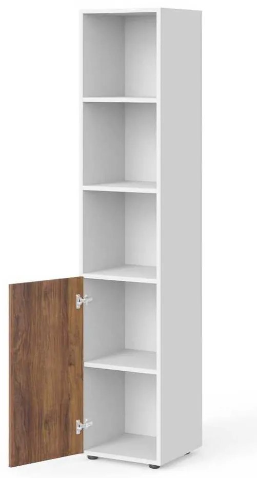 Dulap înalt Manager 39,9 x 42,2 x 196,5 cm, stânga, nuca warmia / alb