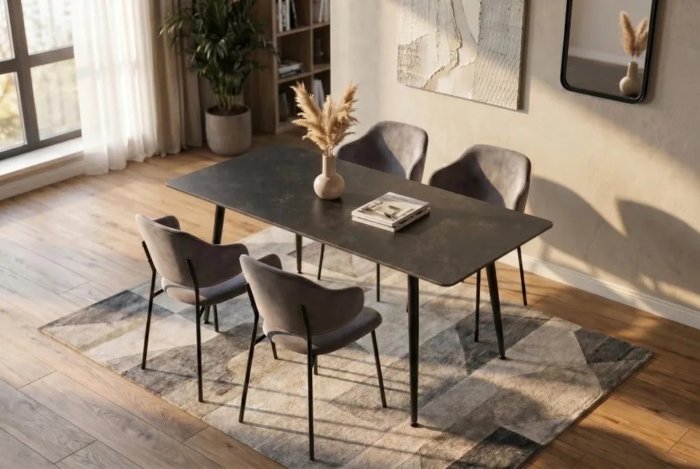 Masa dining cu blat ceramic Milano gri 140x80cm