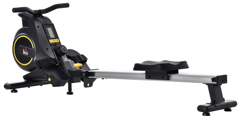 HOMCOM Aparat de Vaslit Magnetic Pliabile cu Rola pe 8 nivele de Rezistenta si Monitor 185x58x57cm | Aosom Romania