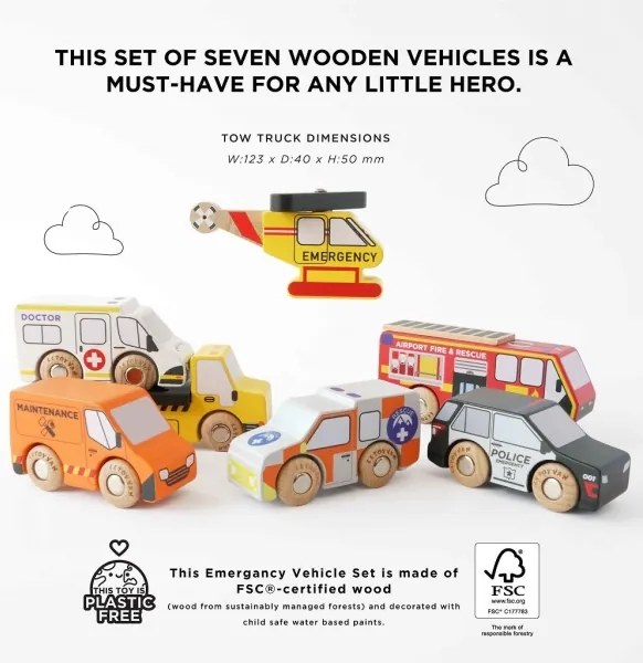 Set de mașini de intervenție cu elicopter Le Toy Van