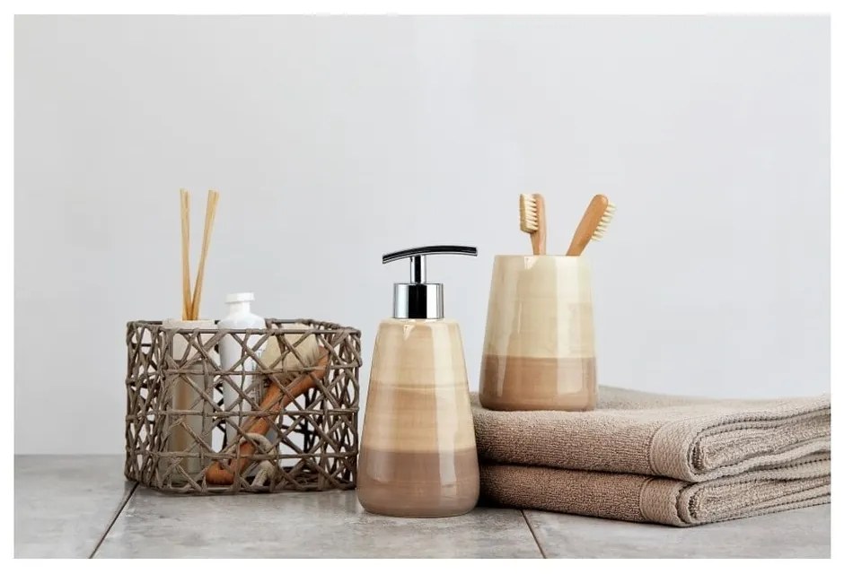 Suport pentru periuțele de dinți din ceramică Wenko Pottery, maro