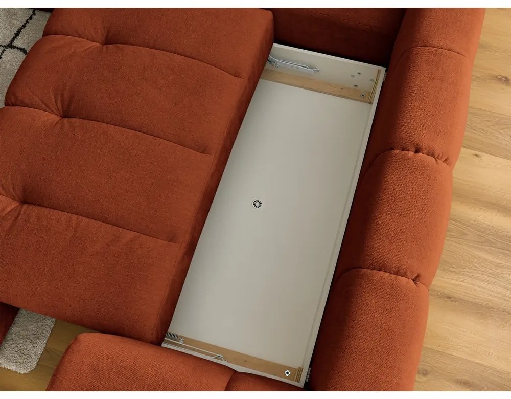 Colțar cărămiziu extensibil/cu spațiu de depozitare (cu colț pe partea stângă/în formă de ”L”) Fuji – Bobochic Paris