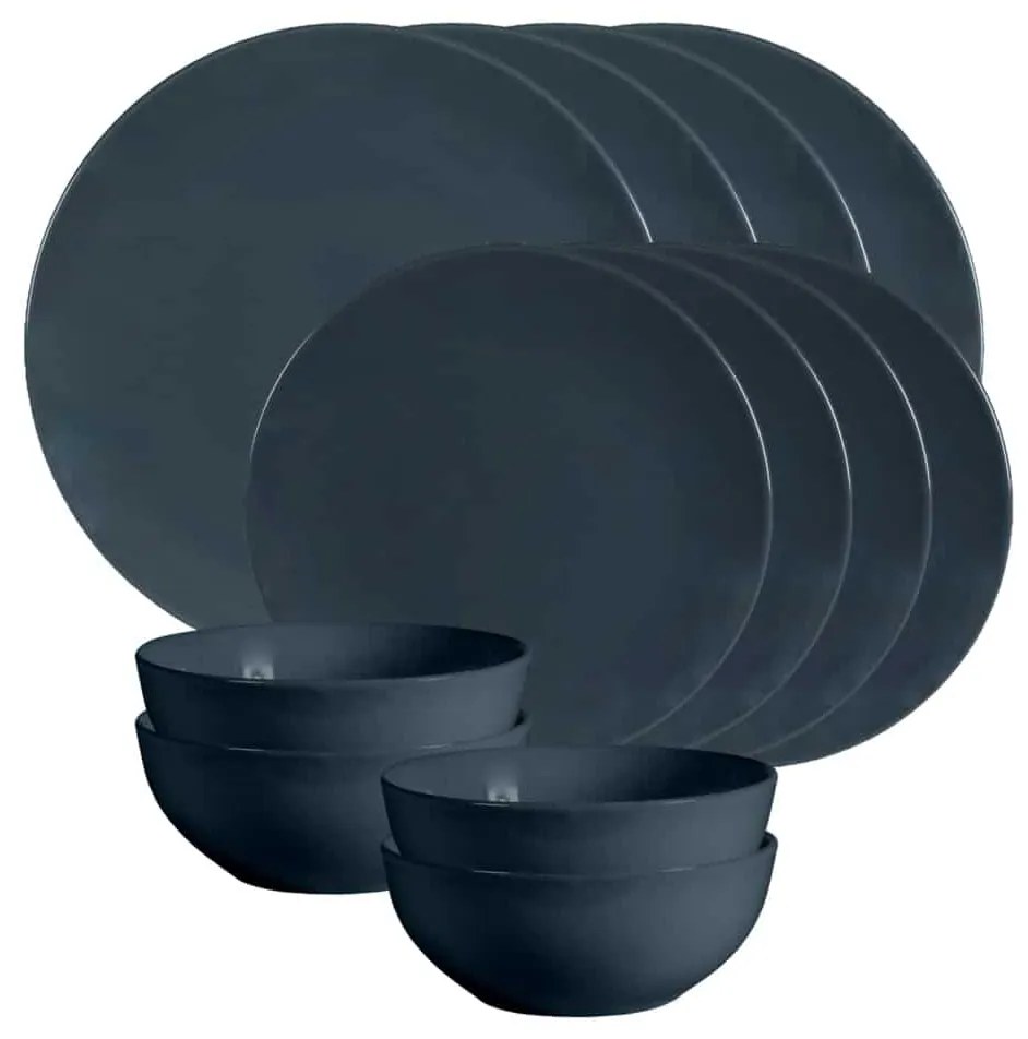 Set Complet Serviciu De Masa Anthracite 12 piese pentru 4 persoane Gri Antracit Lucios