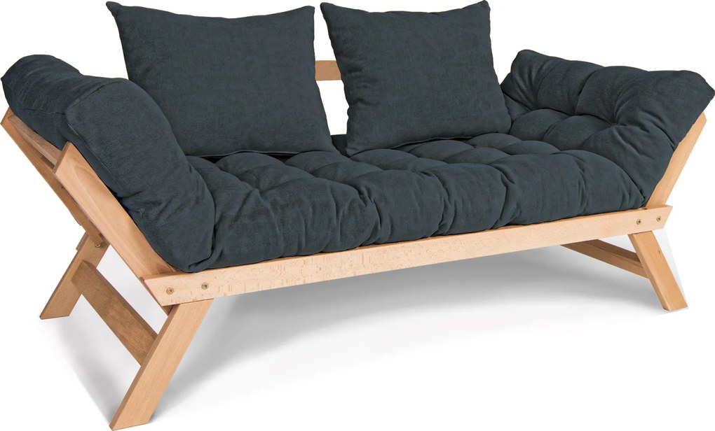 Canapea din lemn de fag Allegro Natural Graphite 170x83x80 cm