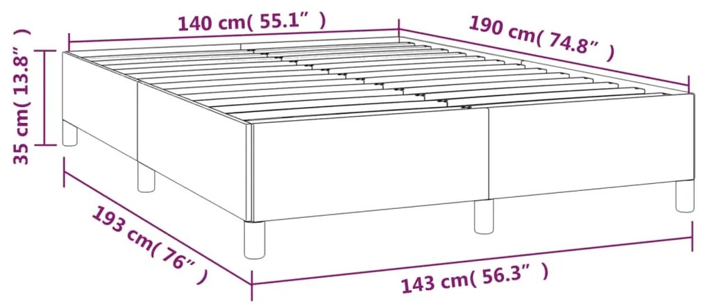 Cadru de pat, albastru inchis, 140x190 cm, catifea Albastru inchis, 35 cm, 140 x 190 cm