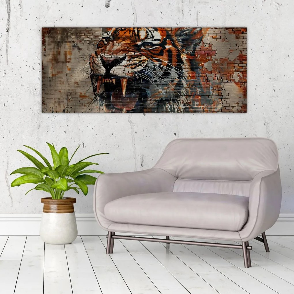Tablou - Tigru din Cărămizi (120x50 cm)