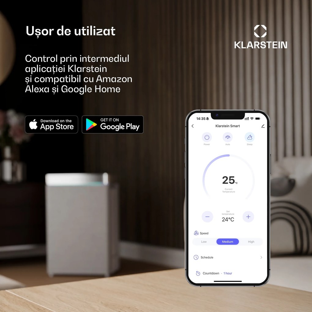 Klarstein Ventilator de tavan Bahama Breeze Smart, palete rotor din lemn masiv, telecomandă + control prin aplicație