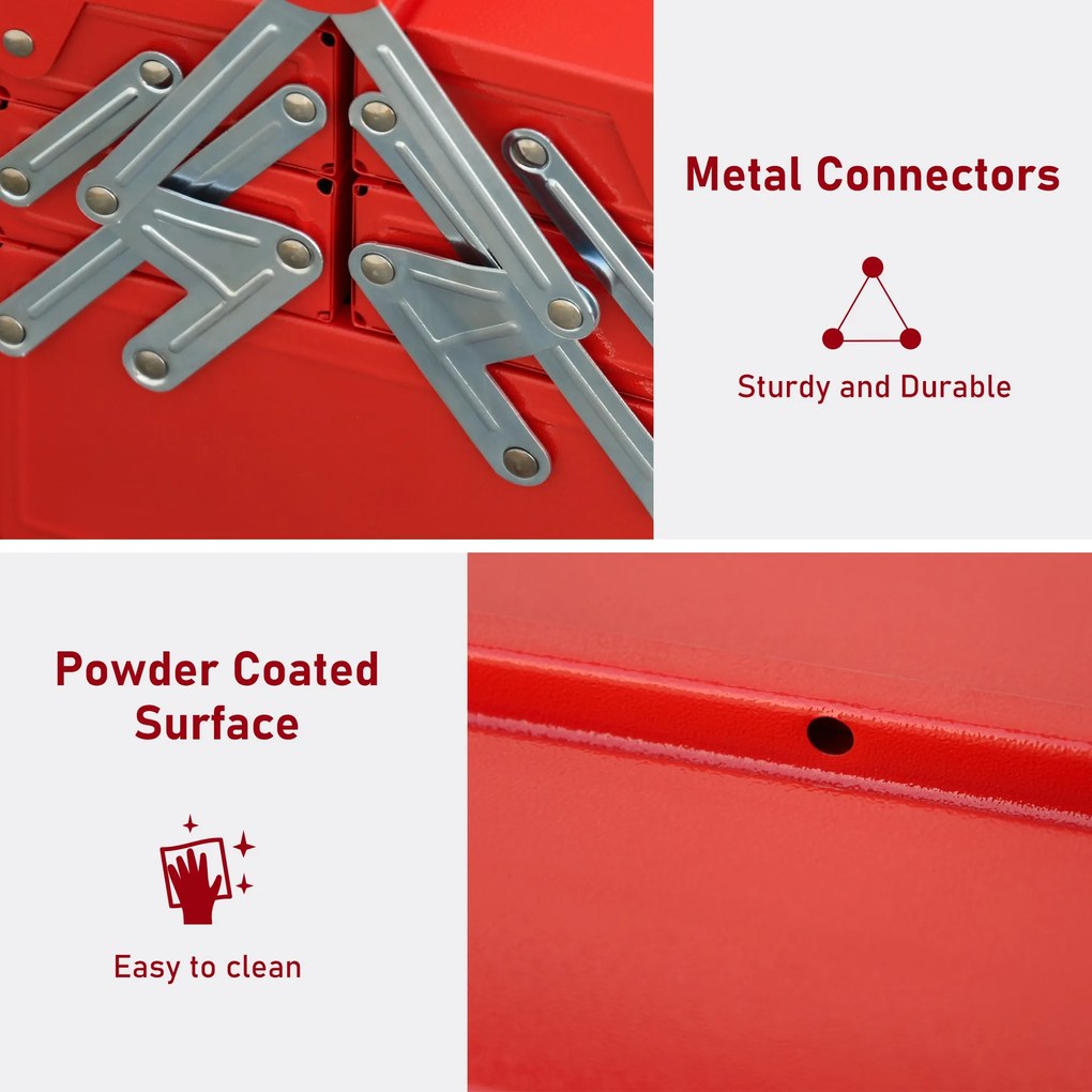 DURHAND Caseta Unelte Metalică Pliabilă, Organizator cu 5 Tavi și 3 Rafturi, pentru Atelier | Aosom Romania