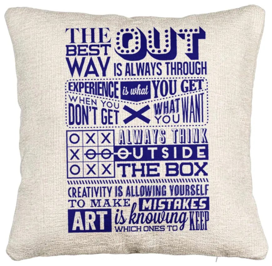 Perna Decorativa Canapea, Model Classic Quotes, 40x40 cm, Cu fermoar