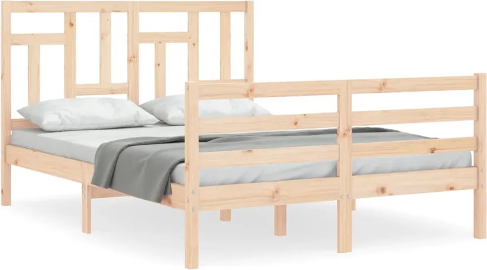 vidaXL Cadru de pat cu tăblie, 140x190 cm, lemn masiv