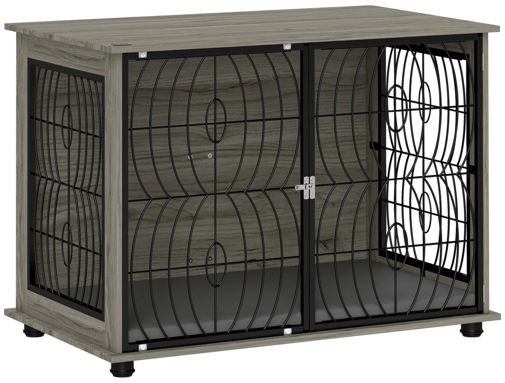 PawHut Cușcă pentru câini, Casetă pentru câini, Cușcă de ședere blocabilă pentru câini mari, Gri | Aosom Romania