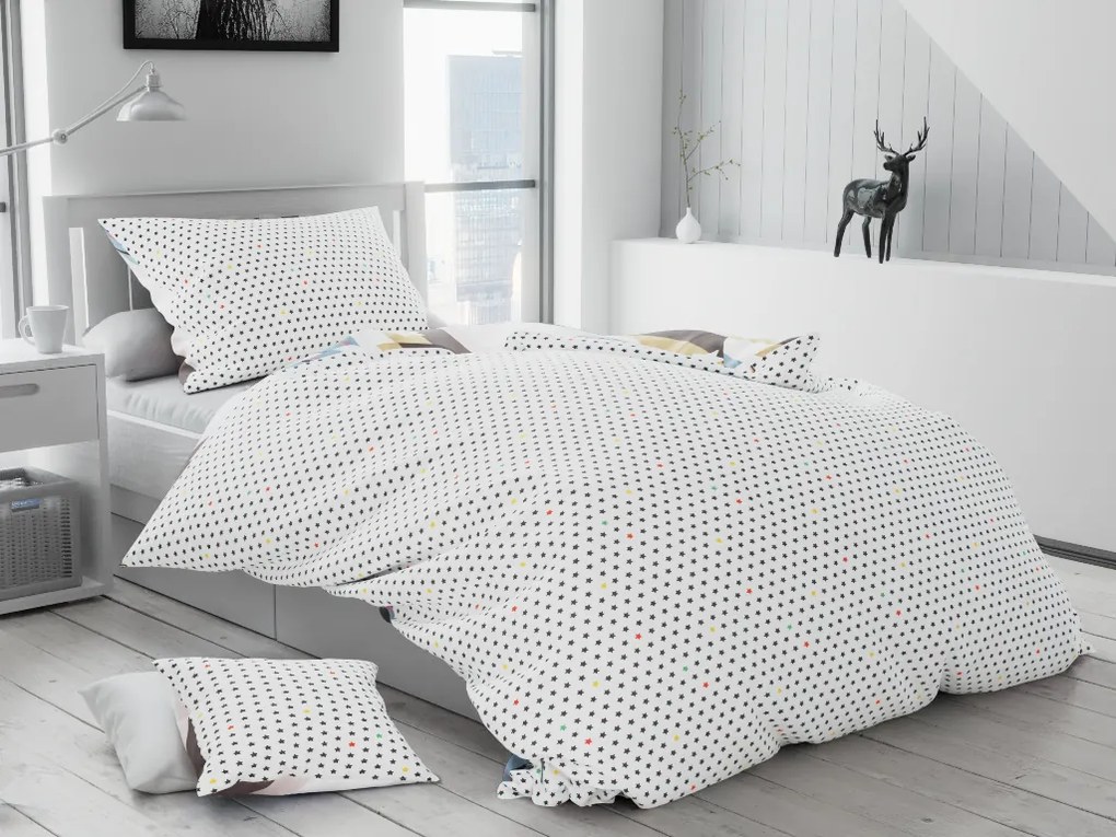 Lenjerie de pat din bumbac alb RUDAS + husa de perna 40 x 50 cm gratuit