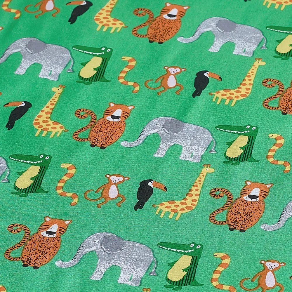 Cearceaf pentru copii verde pentru pat de o persoană cu elastic 90x190 cm Animal Magic – Catherine Lansfield