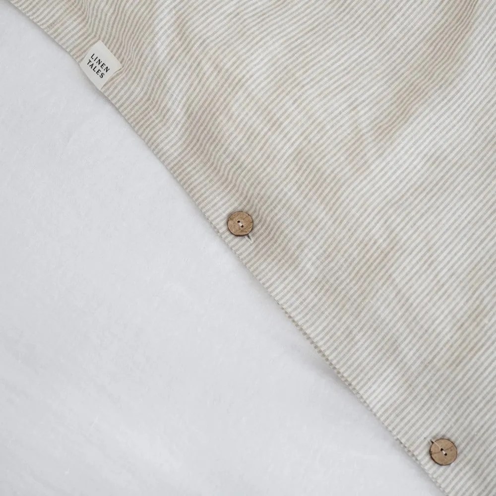 Lenjerie de pat albă/bej din in pentru pat dublu 200x200 cm – Linen Tales