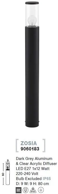 Stalp mediu pentru iluminat exterior IP54 ZOSIA