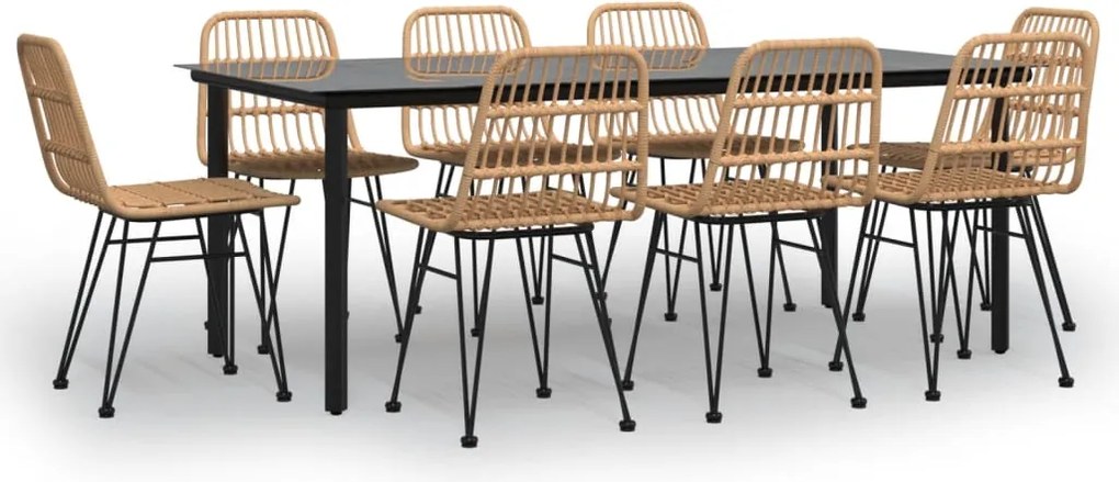 vidaXL Set mobilier de grădină, 9 piese, poliratan