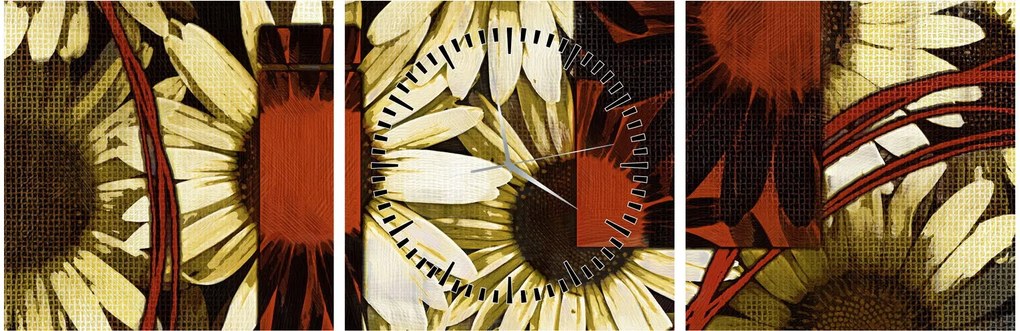 Tablou cu flori (cu ceas) (90x30 cm)