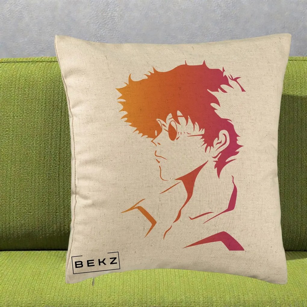 Perna Decorativa Cowboy Bebop Spike Silueta Gradient, 40x40 cm, Bej, Husa Detasabila, Perna Inclusa, BEKZ®
