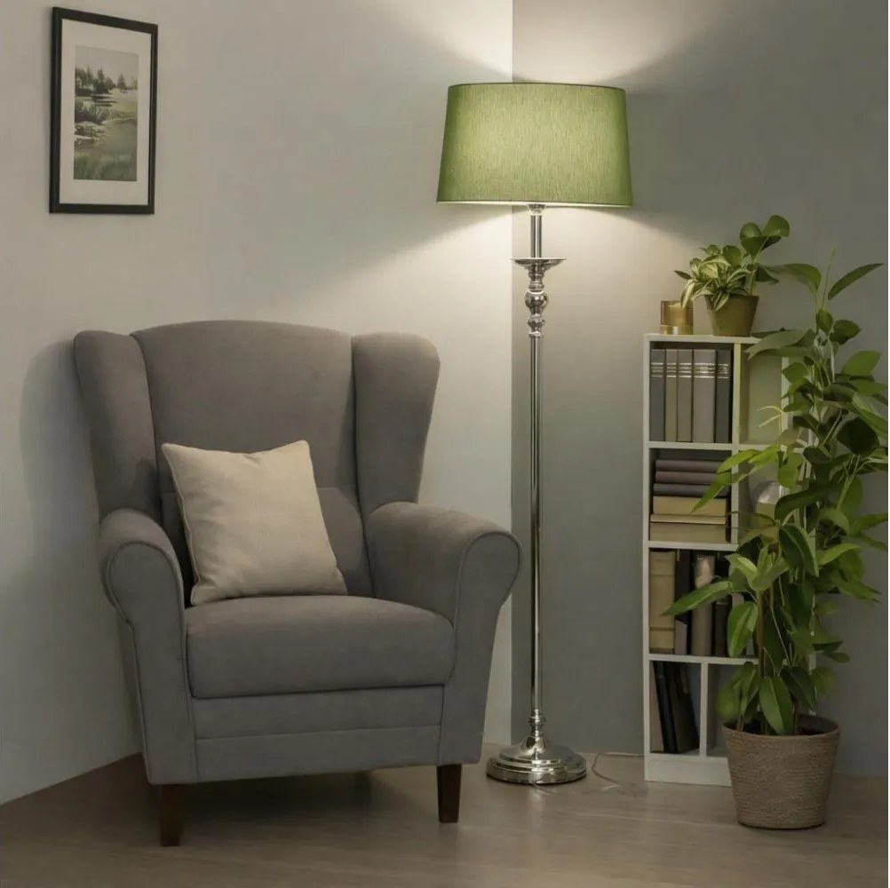 Brilagi - Lampă LED de podea CERIA, 1xE27/60W/230V, Ø 45 cm, crom lucios/verde