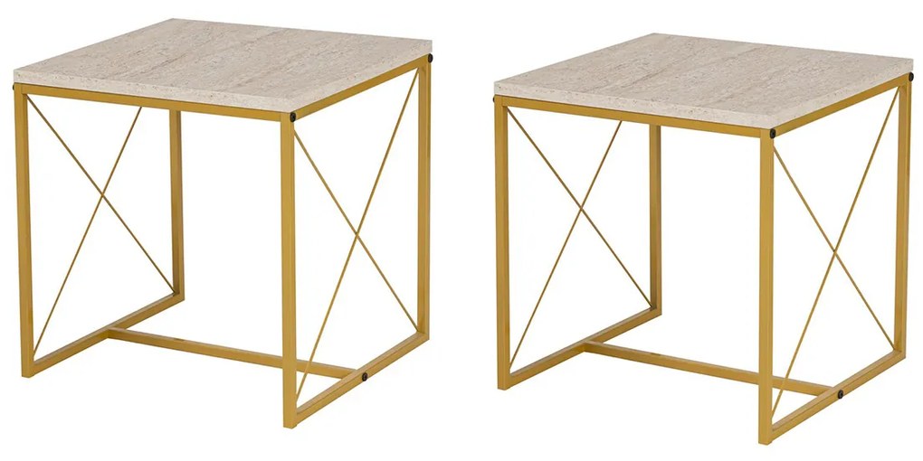 Masă de cafea Defne Gold Travertine