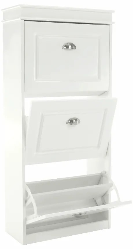 Pantofar, 3 compartimente, alb, mdf alb