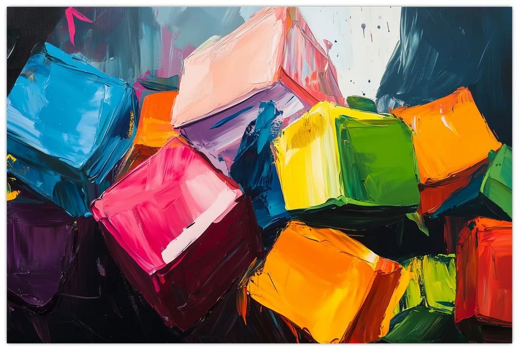 Tablou - Cuburi colorate (90x60 cm)