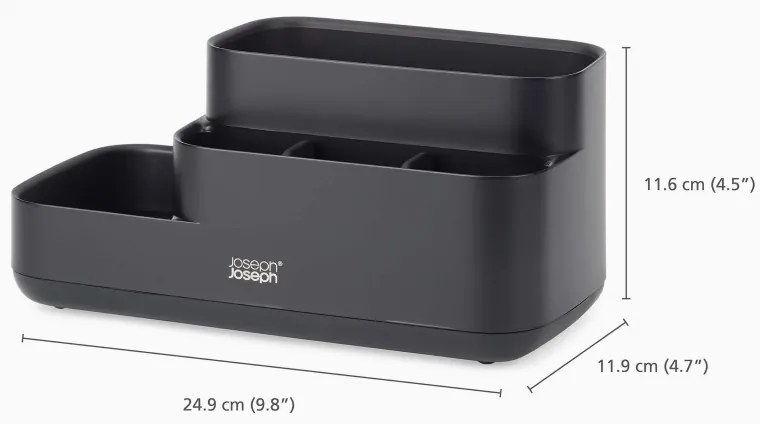 Organizator pentru baie Joseph Joseph EasyStore 70600, 24.9x12 cm, Baza antiderapanta, Fara BPA, Negru