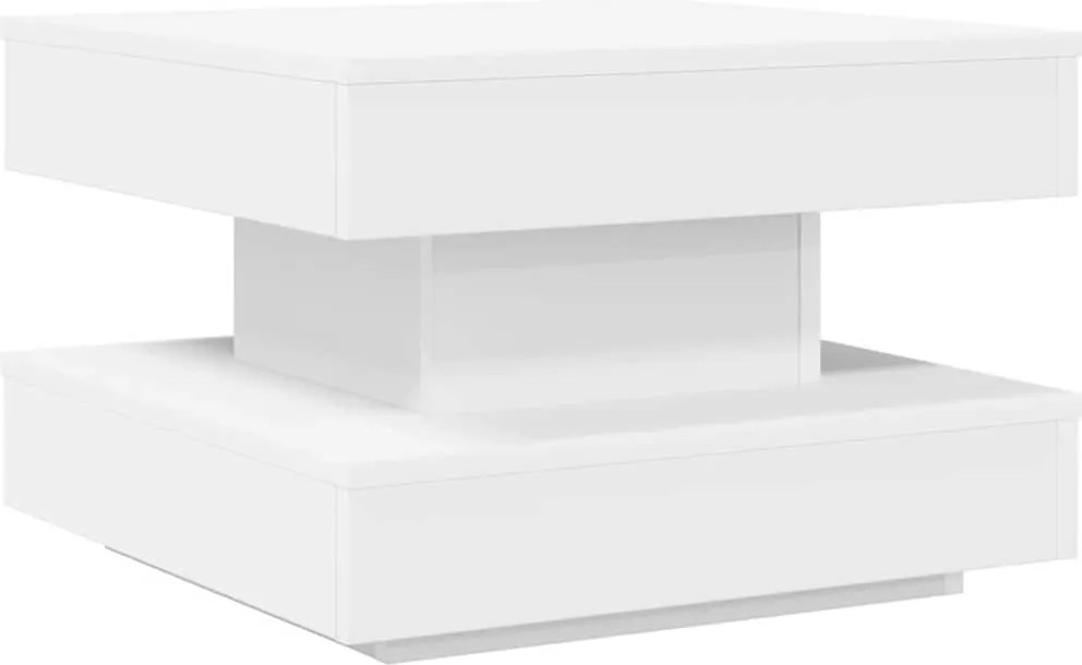 vidaXL Măsuță cafea rotativă 360 grade, alb 50x50x34,5 cm