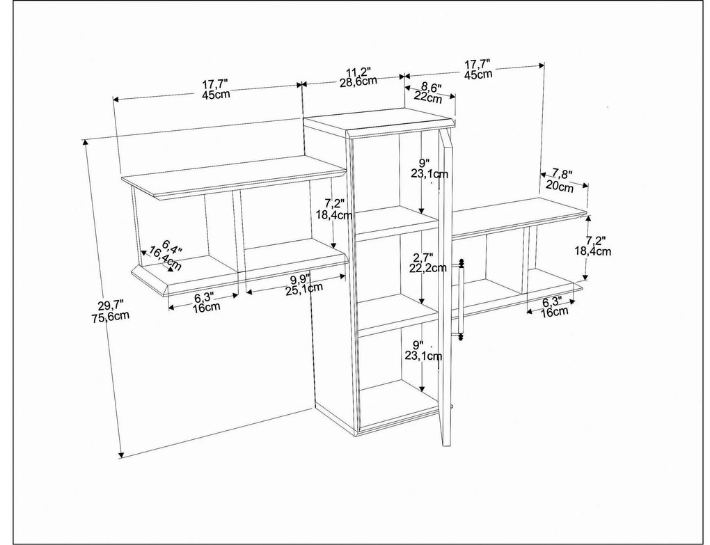 Sistem cu rafturi Olidella (Nuc + alb). 1106731