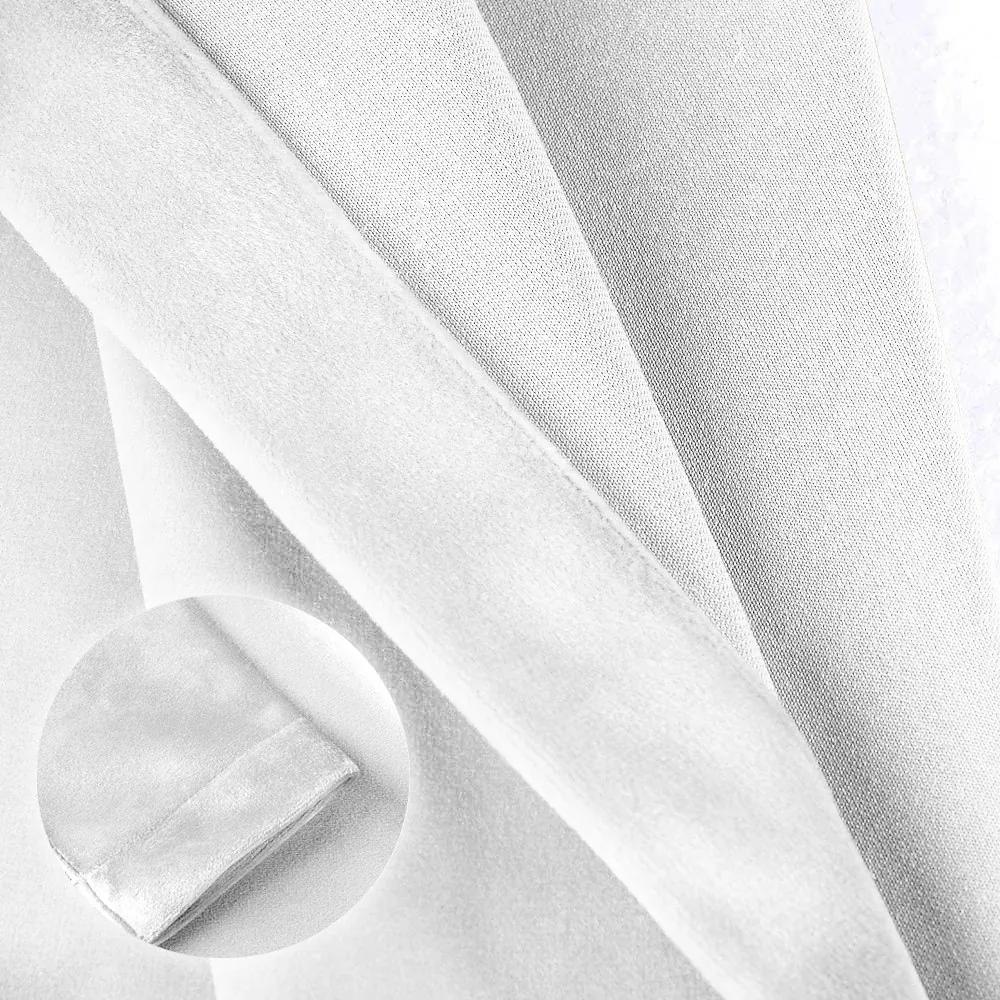 Set draperii din catifea cu rejansa din bumbac tip fagure, Madison, densitate 700 g/ml, Alb, 2 buc