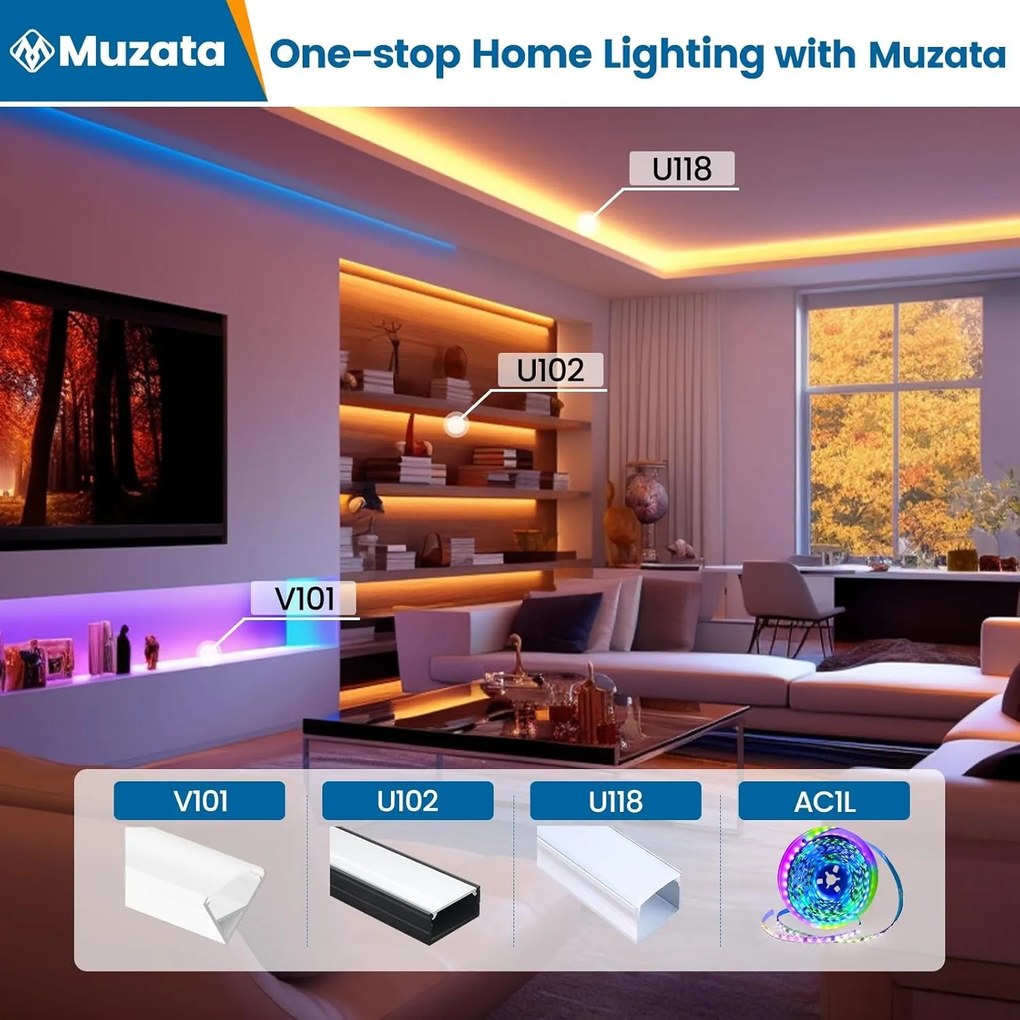 Profil LED Aplicat Inovator, Lungime 2m, Alb – O Alegere Premium pentru Iluminat Stilat și Durabil