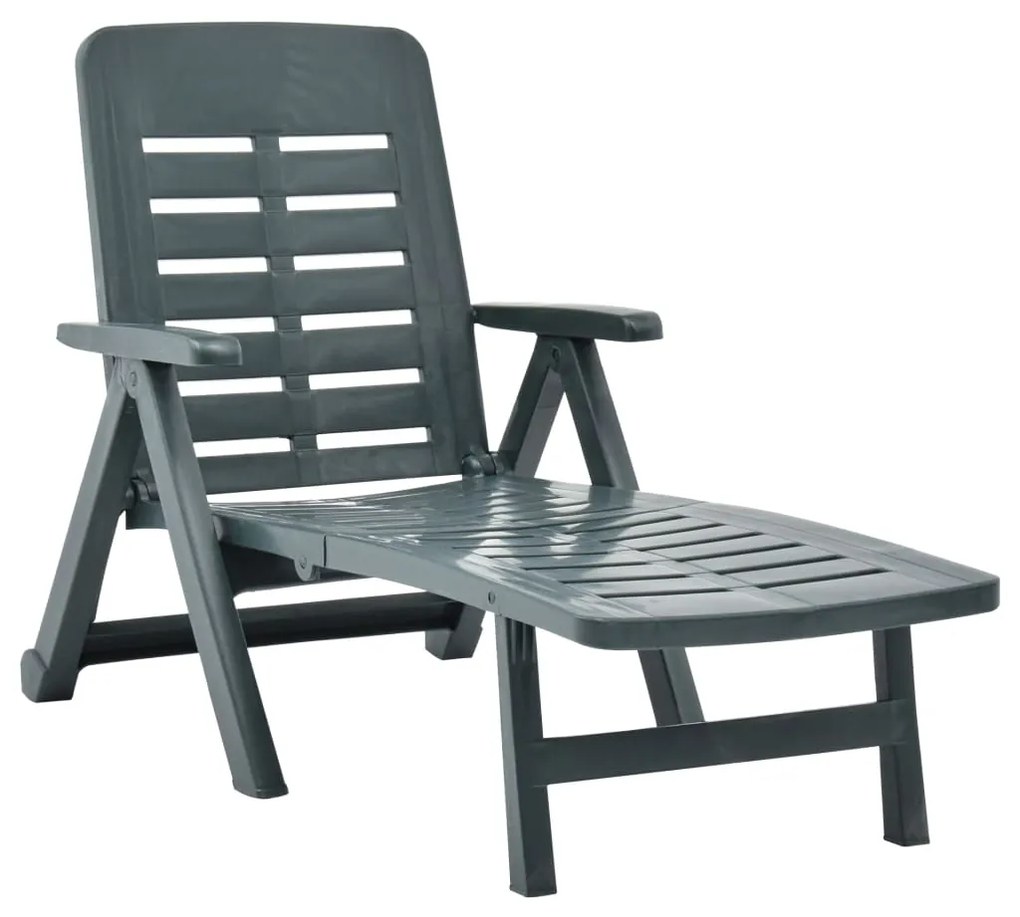 vidaXL Șezlong pliabil, verde, plastic