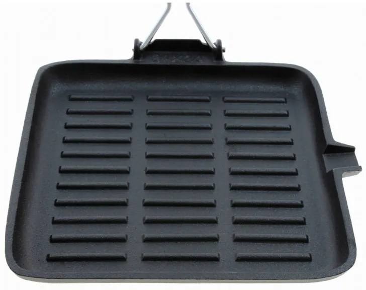 Tigaie grill din fonta Kinghoff KH 1107, 24 cm, Maner pliabil, Inductie, Negru