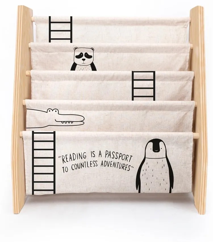 Bibliotecă pentru copii din material textil bej 60x70 cm Animals - Folkifreckles