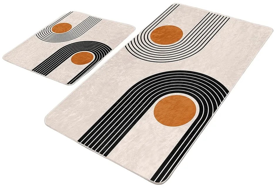 Covorașe de baie bej 2 buc. din catifea 60x100 cm Dot Arch – Mila Home